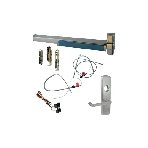 KIT - LD Less Dogging, RX Request to Exit, Heavy Duty Smooth CVC Concealed Vertical Rod Exit Device, 996L-03 Lever Trim (Rim Cylinder Required), Key Locks/Unlocks Trim, LHR Left Hand Reverse/Reversible Handing (Snap Ring Tool Required), 48" x 82"-96" Adjustable, Grade 1, 98 Series, 626/US26D Satin Chrome KIT - LD Less Dogging, RX Request to Exit, Heavy Duty Smooth CVC Concealed Vertical Rod Exit Device, 996L-03 Lever Trim (Rim Cylinder Required), Key Locks/Unlocks Trim, LHR Left Hand Reverse/Reversible Handing (Snap Ring Tool Required), 48" x 82"-96" Adjustable, Grade 1, 98 Series, 626/US26D Satin Chrome