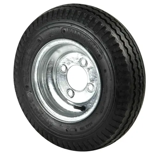 480 X 8B Bias Trailer Tire and 8 X 3 3/4 Galvanized Solid Rim 4 X 4 Bolt Pattern 480 X 8B Bias Trailer Tire and 8 X 3 3/4 Galvanized Solid Rim 4 X 4 Bolt Pattern