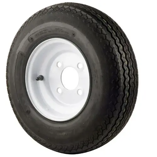 480 X 8B Bias Trailer Tire and 8 X 3 3/4 White Solid Rim 4 X 4 Bolt Pattern 480 X 8B Bias Trailer Tire and 8 X 3 3/4 White Solid Rim 4 X 4 Bolt Pattern