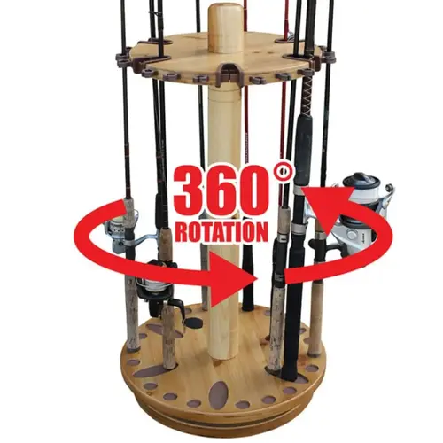 30 Fishing Rod Spinning Wood Storage Rack - Light 30 Fishing Rod Spinning Wood Storage Rack - Light