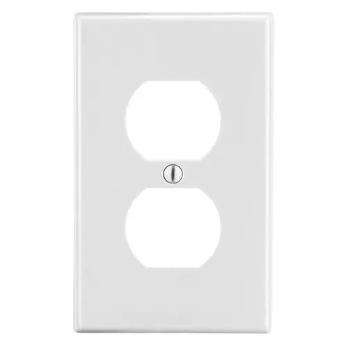 Hubbell Wall Plate, 1-Gang, 1) Duplex, White Hubbell Wall Plate, 1-Gang, 1) Duplex, White