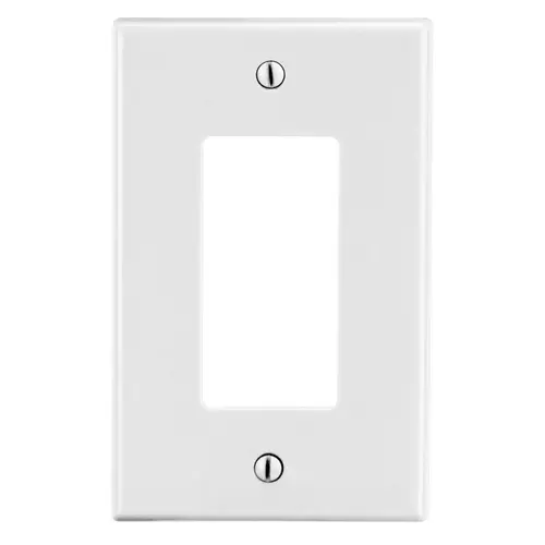 Hubbell Wall Plate, 1-Gang, Decorator, White Hubbell Wall Plate, 1-Gang, Decorator, White