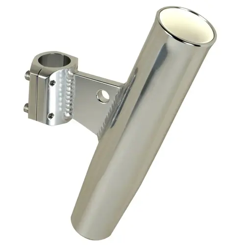 Aluminum Vertical Clamp-On Rod Holder, Fits 1.66" Measured Outside Diameter Silver Aluminum Vertical Clamp-On Rod Holder, Fits 1.66" Measured Outside Diameter Silver