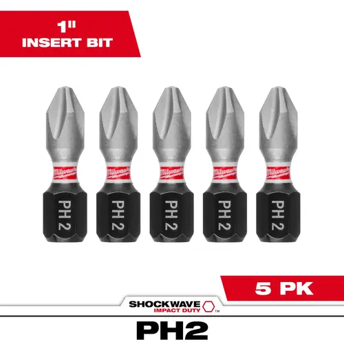 SHOCKWAVE Impact Duty 1" Phillips #2 Insert Bits, 5-Pack SHOCKWAVE Impact Duty 1" Phillips #2 Insert Bits, 5-Pack