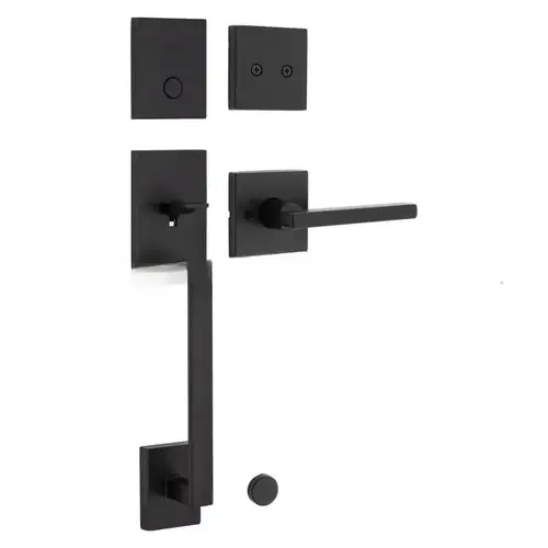 Dummy San Clemente Exterior Handleset with Halifax Lever with Square Rose Interior Trim Matte Black Finish Dummy San Clemente Exterior Handleset with Halifax Lever with Square Rose Interior Trim Matte Black Finish