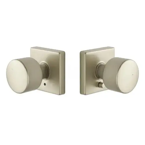 Privacy Lock with Page Knob and Square Rose Satin Nickel Finish Privacy Lock with Page Knob and Square Rose Satin Nickel Finish