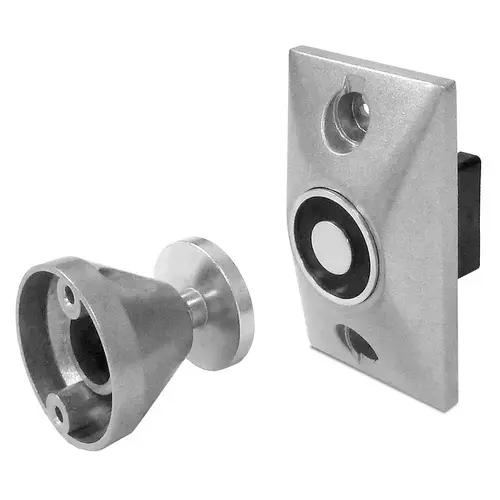 Electromagnetic Door Holder, Semi-Flush Mount, 24VAC/DC or 120VAC, Chrome Powder Coat Aluminum Painted