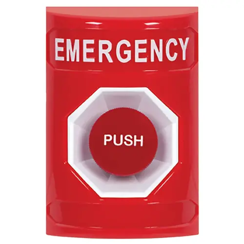 Stopper Station, Red, No Cover, Momentary, "EMERGENCY"English