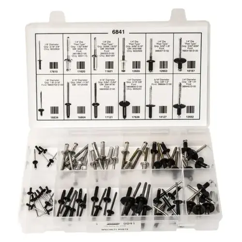 Auveco 6841 Specialty Rivets Quik-Select Kit. Assortment. Qty 1. Auveco 6841 Specialty Rivets Quik-Select Kit. Assortment. Qty 1.