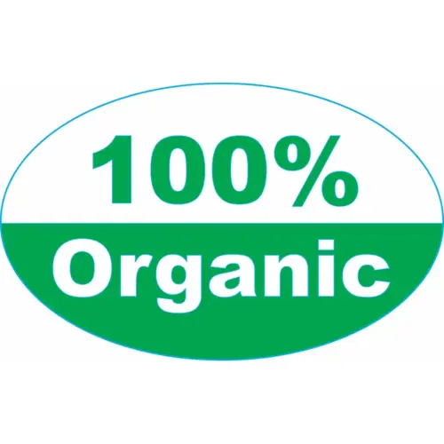 100% Organic Produce Label 1.25X2 IN Green Oval 500 Count/Roll 20 Rolls/Case 10000 Count/Case 100% Organic Produce Label 1.25X2 IN Green Oval 500 Count/Roll 20 Rolls/Case 10000 Count/Case