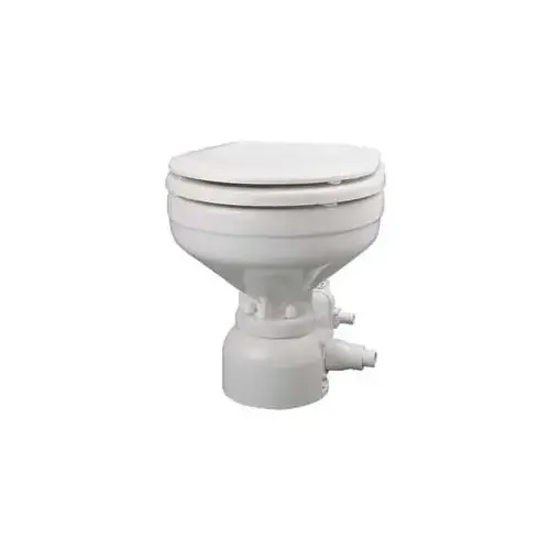 Electric Toilet with Marine-Size Bowl, Freshwater Solenoid, Straight Discharge, 24V White Electric Toilet with Marine-Size Bowl, Freshwater Solenoid, Straight Discharge, 24V White