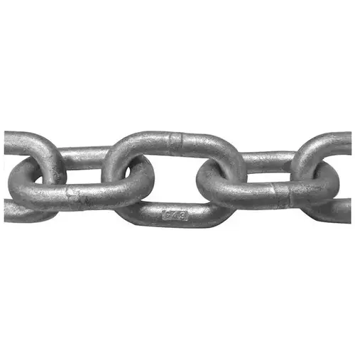 Grade 43 Hot-Dip Galvanized Mooring Chain, Size: 5/8", Inside Link Length: 2.53", MWL: 9,750lb., Weight: 4.16lb./ft., Standard Pack: 150 ft Grade 43 Hot-Dip Galvanized Mooring Chain, Size: 5/8", Inside Link Length: 2.53", MWL: 9,750lb., Weight: 4.16lb./ft., Standard Pack: 150 ft