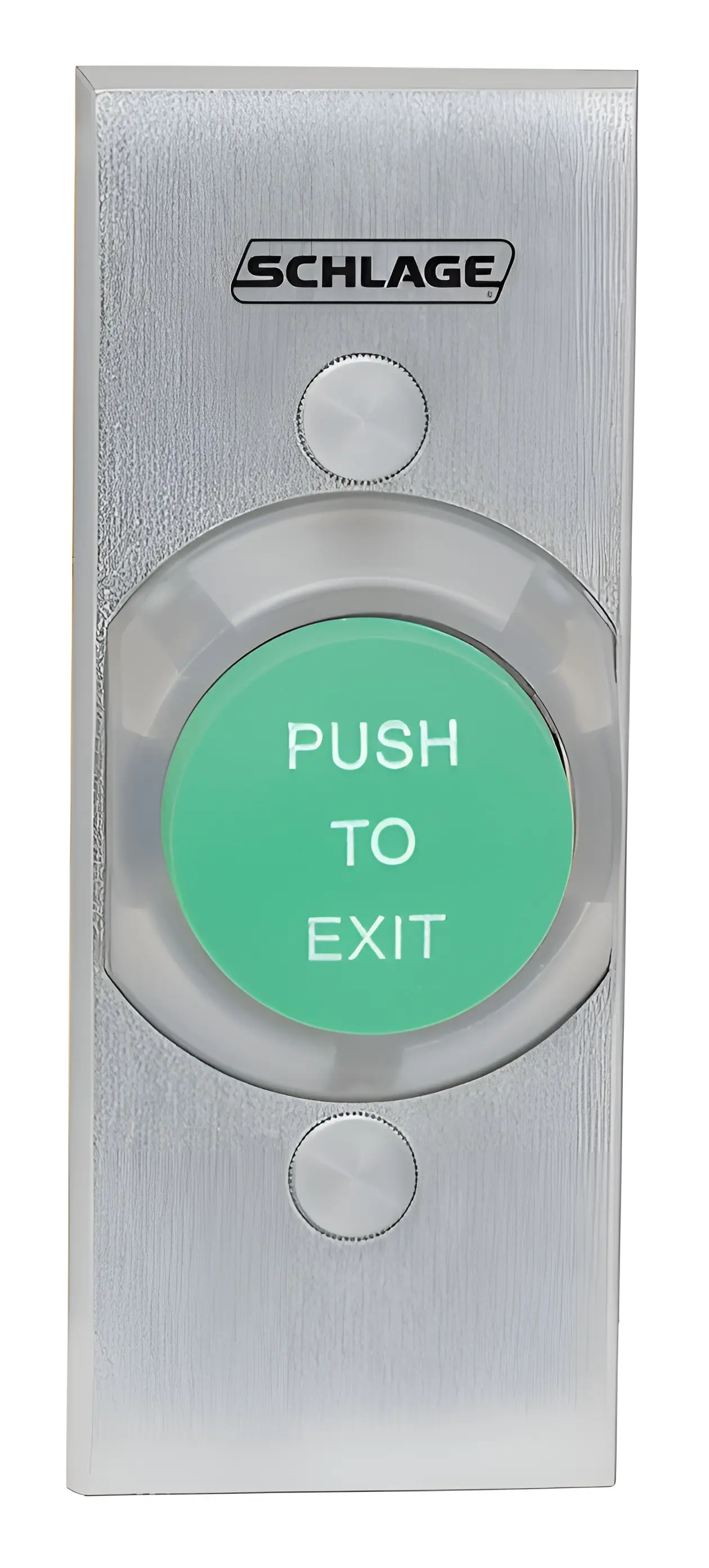 Schlage Electronics 1-5/8" Heavy Duty Delay Action Glow in the Dark Pushbutton with Push to Exit Engraved Aluminum Finish 623GID EX DA
