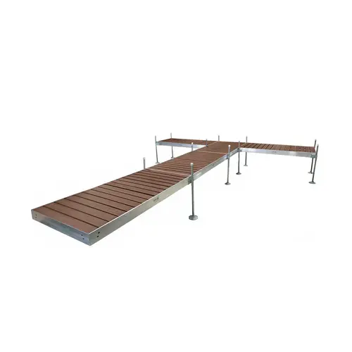 T-Shaped Aluminum Frame with Woodland Brown Decking Complete Dock Packages T-Shaped Aluminum Frame with Woodland Brown Decking Complete Dock Packages