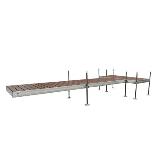 T-Shaped Aluminum Frame with Woodland Brown Decking Complete Dock Packages T-Shaped Aluminum Frame with Woodland Brown Decking Complete Dock Packages
