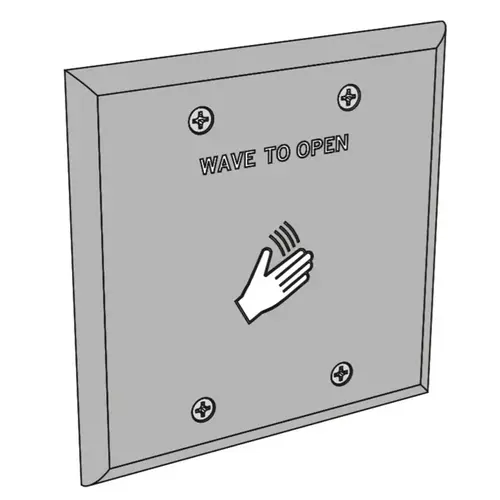 Standard Duty Touchless Actuator, Single & Double Gang, Text & Wave Icon, Black Standard Duty Touchless Actuator, Single & Double Gang, Text & Wave Icon, Black