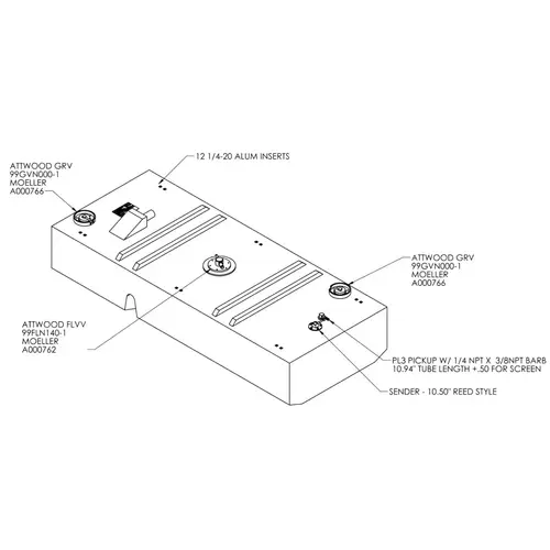 82 Gallon EPA Redi Tank, Permanent Below Deck Fuel Tank, Flat, 66.88"L x 27.44"W x 11.69"H 82 Gallon EPA Redi Tank, Permanent Below Deck Fuel Tank, Flat, 66.88"L x 27.44"W x 11.69"H