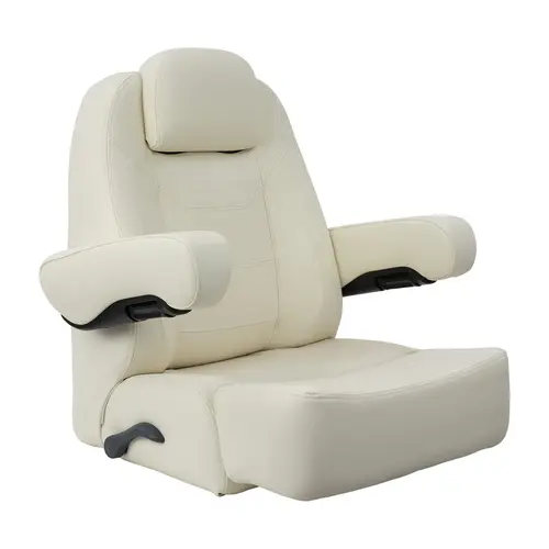 Low Back Charter Helm Seat with Bolster, Off-White Low Back Charter Helm Seat with Bolster, Off-White