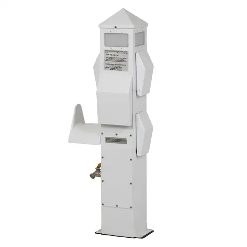 36" Compact Marine Electrical Power Pedestal, (2) 50 Amp 125/250V Twistlock Receptacles, (1) 20 Amp GFCI Duplex Receptacle 36" Compact Marine Electrical Power Pedestal, (2) 50 Amp 125/250V Twistlock Receptacles, (1) 20 Amp GFCI Duplex Receptacle
