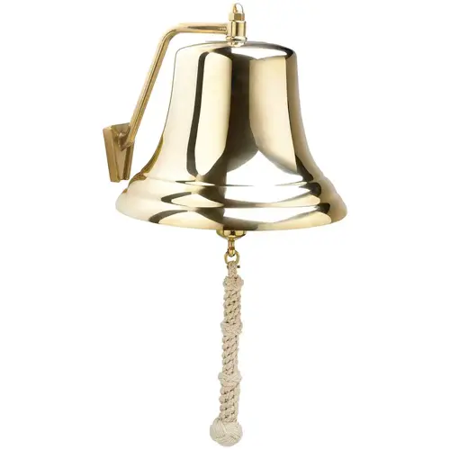 12" Brass Bell with White Monkey's Fist Lanyard 12" Brass Bell with White Monkey's Fist Lanyard