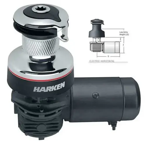 #46 Two-Speed Chrome Horizontal Electric Radial Self-Tailing Winch #46 Two-Speed Chrome Horizontal Electric Radial Self-Tailing Winch