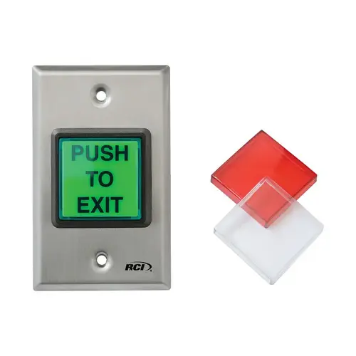 Momentary All in One Illuminated Push Button with English and Spanish, Satin Stainless Steel Finish Momentary All in One Illuminated Push Button with English and Spanish, Satin Stainless Steel Finish