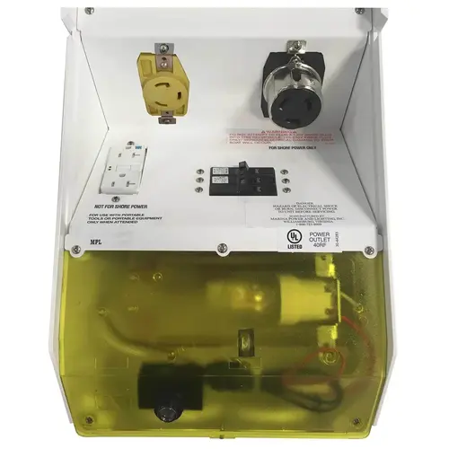 14.5" Newport Harbor Mate Power Station, (1) 50 Amp 125/150V Shore Power Receptacle, (1) 30 Amp 125V Shore Power Receptacle, (1) 20 Amp 125V GFCI Protected Duplex Receptacle 14.5" Newport Harbor Mate Power Station, (1) 50 Amp 125/150V Shore Power Receptacle, (1) 30 Amp 125V Shore Power Receptacle, (1) 20 Amp 125V GFCI Protected Duplex Receptacle