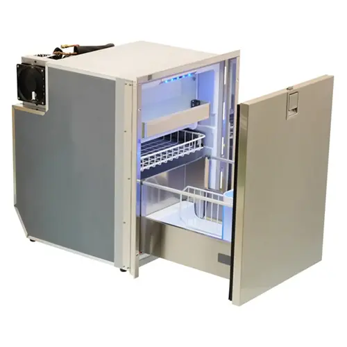 Drawer 130 Stainless Steel Refrigerator with Freezer Compartment, AC/DC, 4-Sided Stainless Steel Flange Drawer 130 Stainless Steel Refrigerator with Freezer Compartment, AC/DC, 4-Sided Stainless Steel Flange