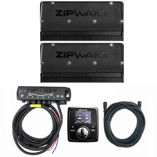 Zipwake 300S Standard Dynamic Fully Automatic Trim Control System Kit with Remote Control, Built-in GPS, 3D-Gyro and 3D Accelerometer and Interceptors 28.6" Width, 6.1" Depth, 10.8" Height Zipwake 300S Standard Dynamic Fully Automatic Trim Control System Kit with Remote Control, Built-in GPS, 3D-Gyro and 3D Accelerometer and Interceptors 28.6" Width, 6.1" Depth, 10.8" Height
