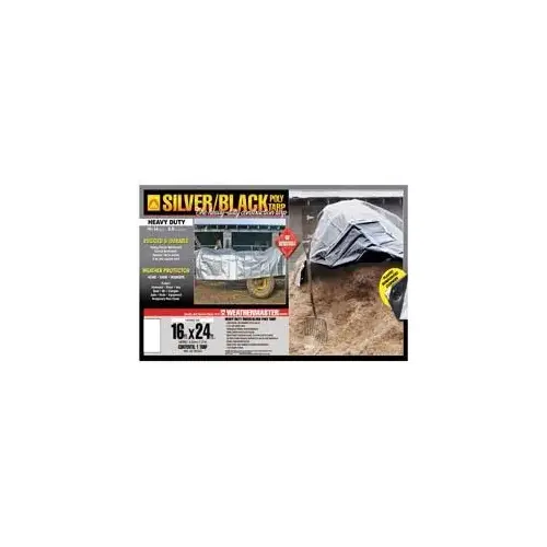 Weathermaster Heavy Duty Poly Tarp, 16 x 24 ft, Silver/Black Weathermaster Heavy Duty Poly Tarp, 16 x 24 ft, Silver/Black