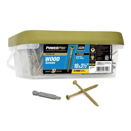 Power Pro Exterior Deck Screw, #10 x 3-1/2", T25 Star Drive, Bronze, Box of 500 Power Pro Exterior Deck Screw, #10 x 3-1/2", T25 Star Drive, Bronze, Box of 500