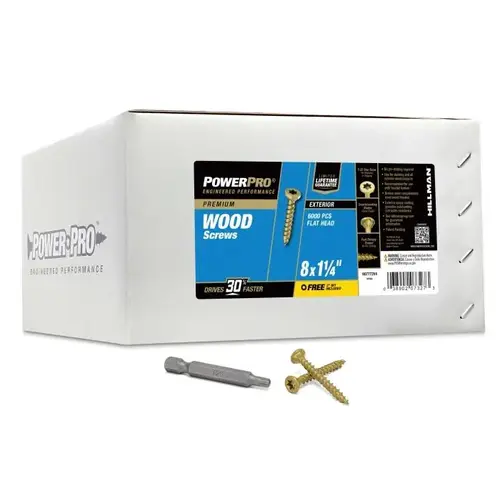 Power Pro Exterior Wood Screw, #8 x 1-1/4", Box of 6000 Power Pro Exterior Wood Screw, #8 x 1-1/4", Box of 6000