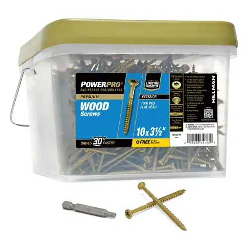Power Pro Exterior Wood Screw, #10 x 3-1/2", Flat Star Drive Power Pro Exterior Wood Screw, #10 x 3-1/2", Flat Star Drive