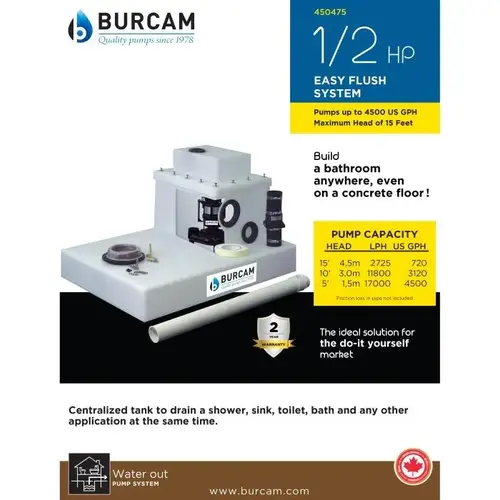EASY UP FLUSH SYSTEM 1/2 HP EASY UP FLUSH SYSTEM 1/2 HP