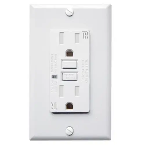 15A 125V GFCI Receptacle with LED Indicator, White 15A 125V GFCI Receptacle with LED Indicator, White
