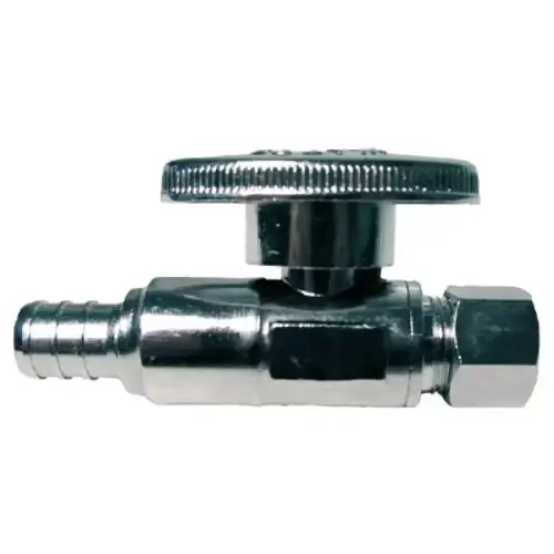 Lead-Free Straight Stop Valve, 1/2 PEX x 3/8 Compression, Chrome Lead-Free Straight Stop Valve, 1/2 PEX x 3/8 Compression, Chrome