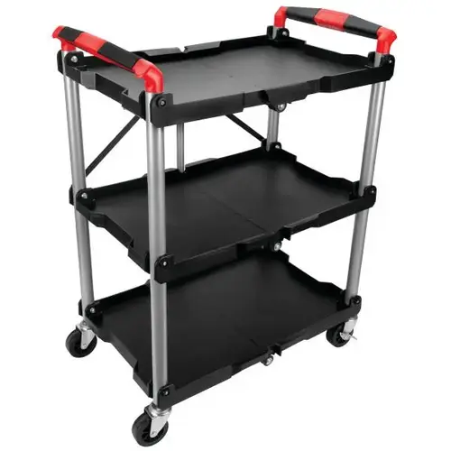 Folding Tool Cart, 3-Shelf, 200 lb Capacity, Collapsible Folding Tool Cart, 3-Shelf, 200 lb Capacity, Collapsible