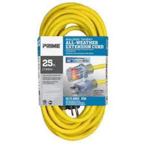 25 ft 12/3 SJTOW Bulldog Tough Extension Cord, Yellow 25 ft 12/3 SJTOW Bulldog Tough Extension Cord, Yellow