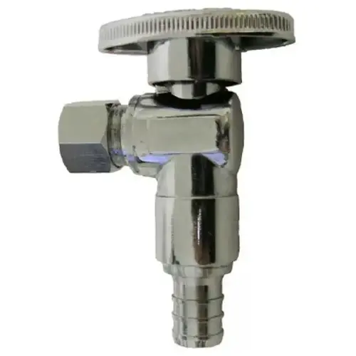 Angle Stop Valve, Lead-Free, 1/2" PEX x 3/8" Compression, Chrome Angle Stop Valve, Lead-Free, 1/2" PEX x 3/8" Compression, Chrome