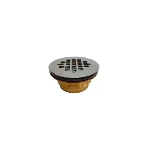 Shower Drain, 2" Pipe, Brass Body, No-Caulk, Stainless Steel Strainer Shower Drain, 2" Pipe, Brass Body, No-Caulk, Stainless Steel Strainer