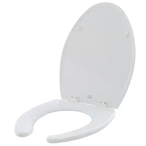 Elongated Toilet Seat, Open Front, with Cover, White Elongated Toilet Seat, Open Front, with Cover, White