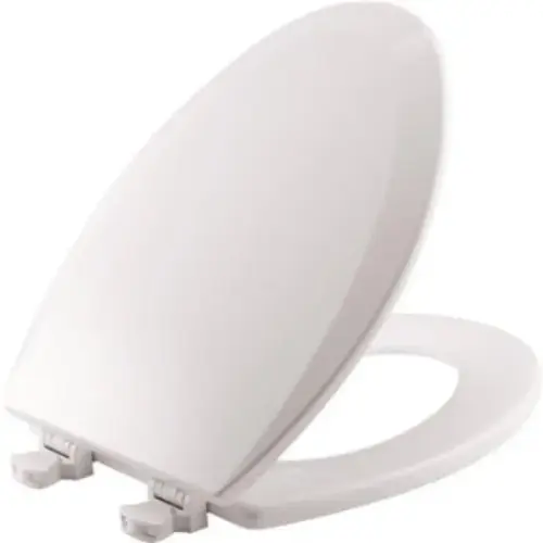 Elongated Closed Front Molded Wood Toilet Seat, White Elongated Closed Front Molded Wood Toilet Seat, White