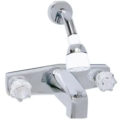 Two-Handle Tub/Shower Diverter Faucet, 8-Inch Center, Chrome Two-Handle Tub/Shower Diverter Faucet, 8-Inch Center, Chrome