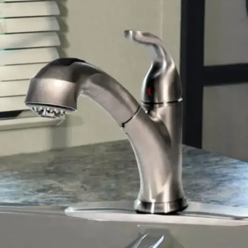 Kitchen Faucet, Pull-Out Spout, Single Handle, Brushed Nickel, 8-inch Deck Plate Kitchen Faucet, Pull-Out Spout, Single Handle, Brushed Nickel, 8-inch Deck Plate
