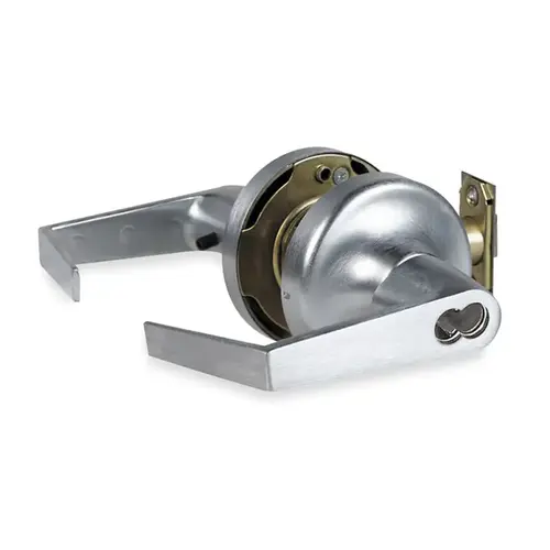 Office Entry Augusta Lever Grade 1 Cylindrical Lock Less Cylinder, 694 Latch, and 497-114 Strike US26D (626) Satin Chrome Finish Office Entry Augusta Lever Grade 1 Cylindrical Lock Less Cylinder, 694 Latch, and 497-114 Strike US26D (626) Satin Chrome Finish