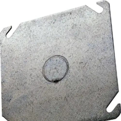 Flat Steel Electrical Box Cover, 4-inch Square, 1/2-inch KO Flat Steel Electrical Box Cover, 4-inch Square, 1/2-inch KO