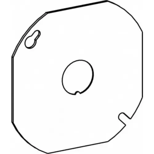 Electrical Box Cover, 4" Octagonal, Flat, 1/2" Knockout, Steel Electrical Box Cover, 4" Octagonal, Flat, 1/2" Knockout, Steel