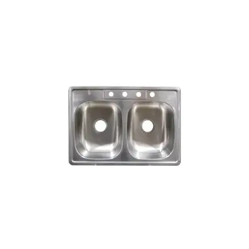 6 IN 4 HOLE DOUBLE BOWL SATIN SINK 6 IN 4 HOLE DOUBLE BOWL SATIN SINK