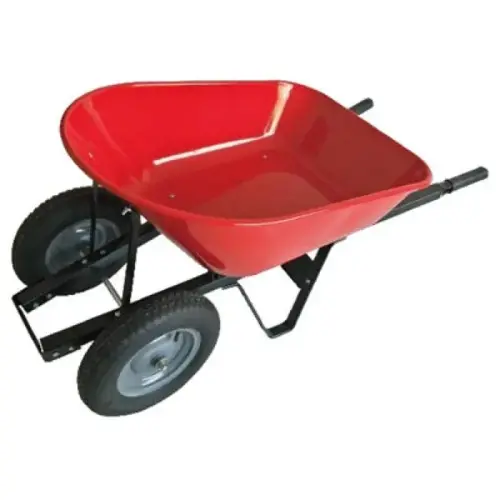 Wheelbarrow, 6 cu ft Steel Tray, Dual Pneumatic Wheels Wheelbarrow, 6 cu ft Steel Tray, Dual Pneumatic Wheels