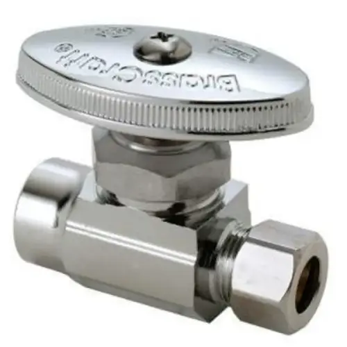 Straight Stop Valve, 1/2" Sweat x 3/8" OD Compression, Polished Chrome Straight Stop Valve, 1/2" Sweat x 3/8" OD Compression, Polished Chrome